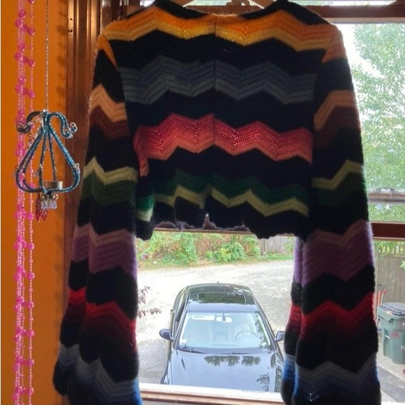 100% WOOL thick and made from a vintage chevron patter afghan blanket - Picture 7 of 8